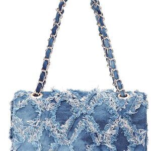 MKP Women Small Shoulder Bags Quilted Crossbody Distressed Jean Denim Purse Even